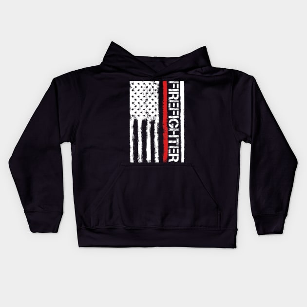 Thin Red Line - Fireman & Volunteer Firefighter Kids Hoodie by 5StarDesigns